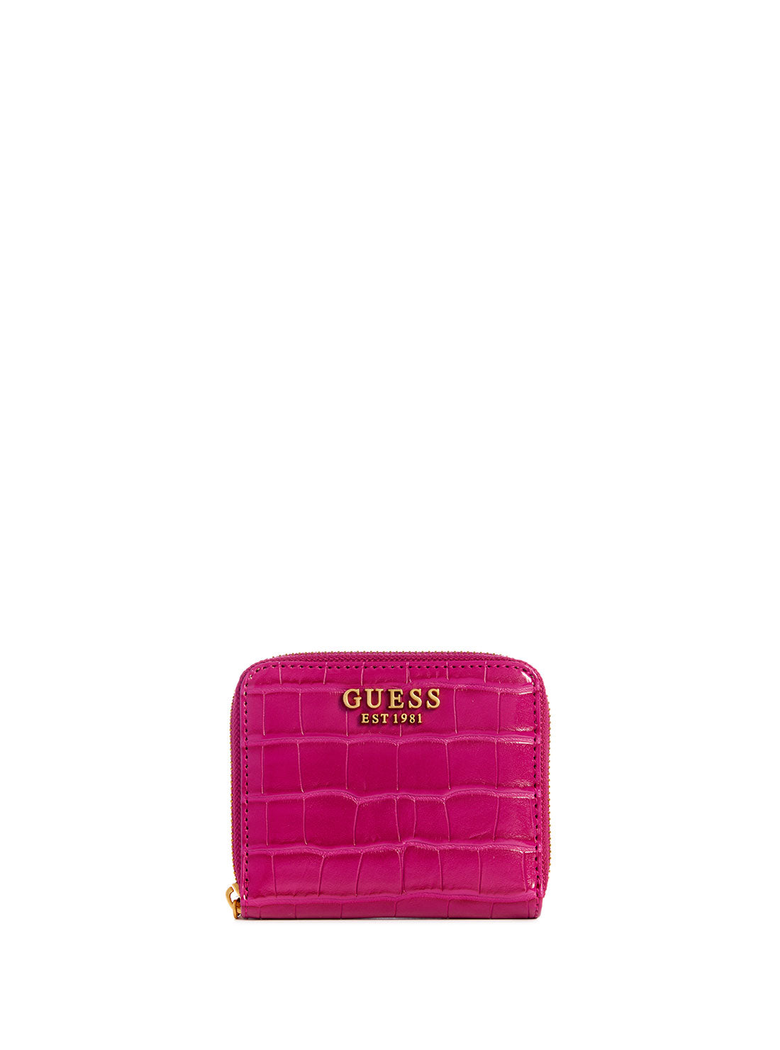 GUESS Women's Boysenberry James Croco Small Wallet CA877337 Front View