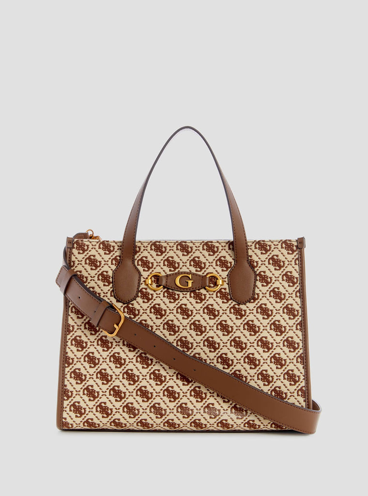 Brown Logo Izzy Tote Bag - GUESS