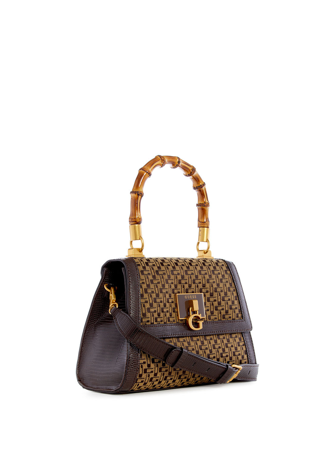 Brown Logo Stephi Bamboo Crossbody Bag - GUESS