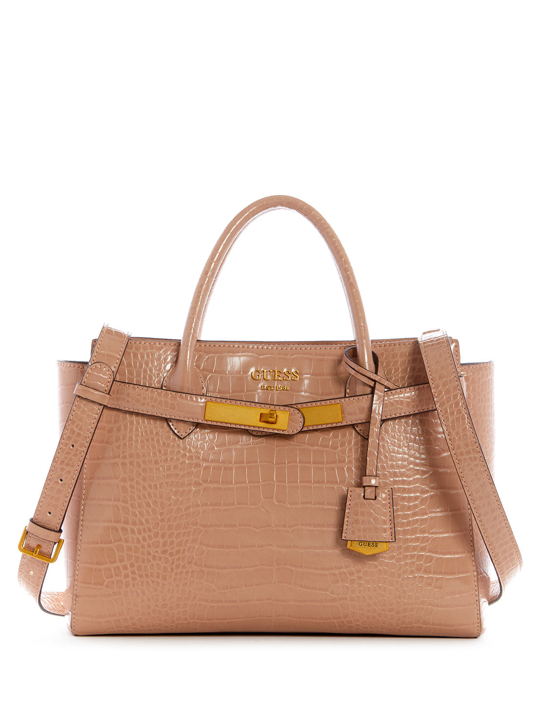 GUESS Women's Camel Enisa High Society Satchel CA842106 Front View