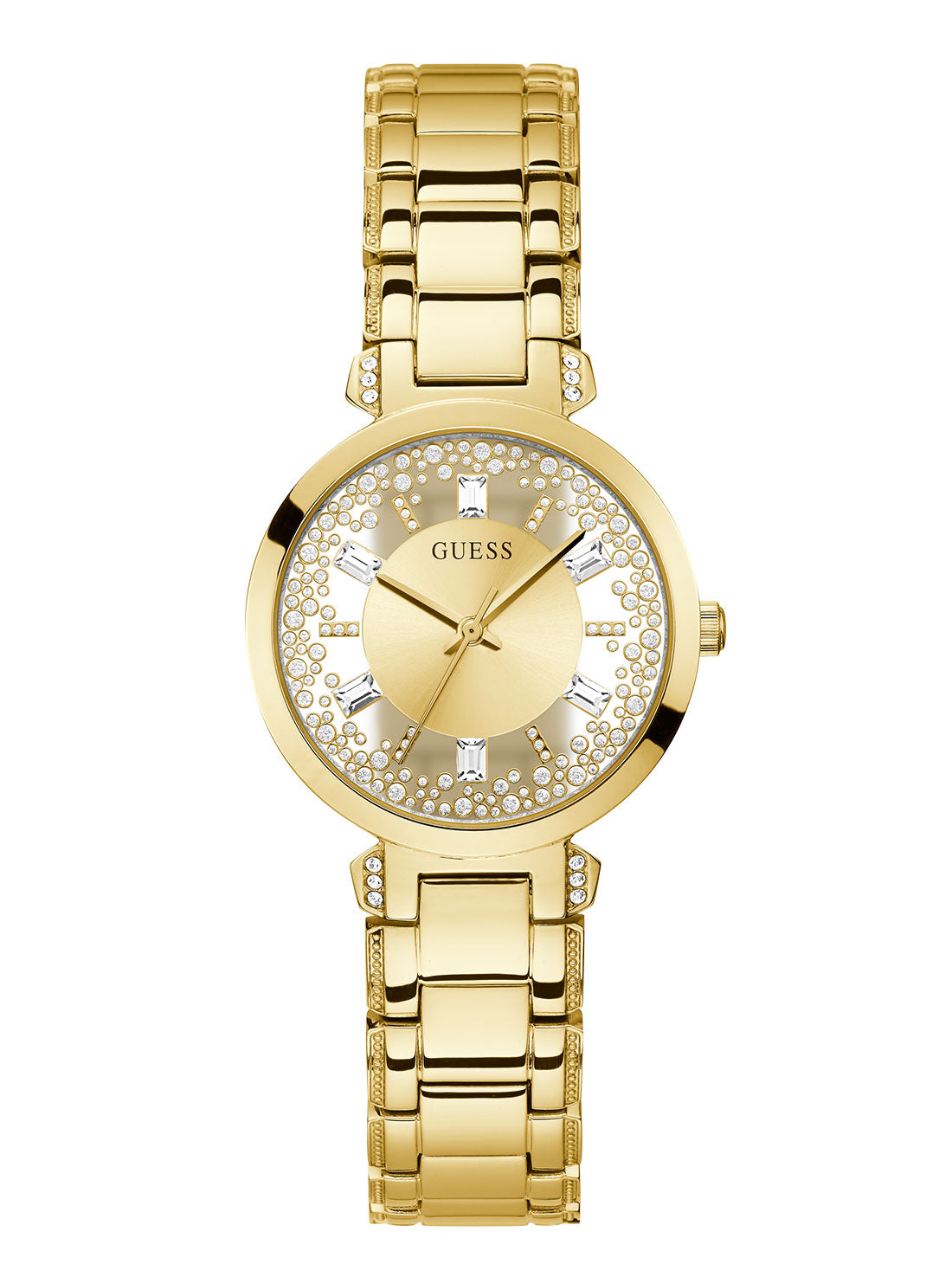 GUESS Women's Champagne Crystal Clear Glitz Watch GW0470L2 Front View