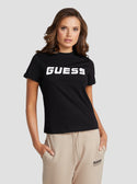 GUESS Women's Eco Black Esther Active Logo T-Shirt V3RI02I3Z14 Front View