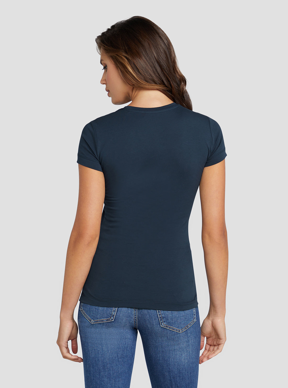 GUESS Women's Eco Blackened Blue Adriana Logo T-Shirt W3RI50J1314 Back View