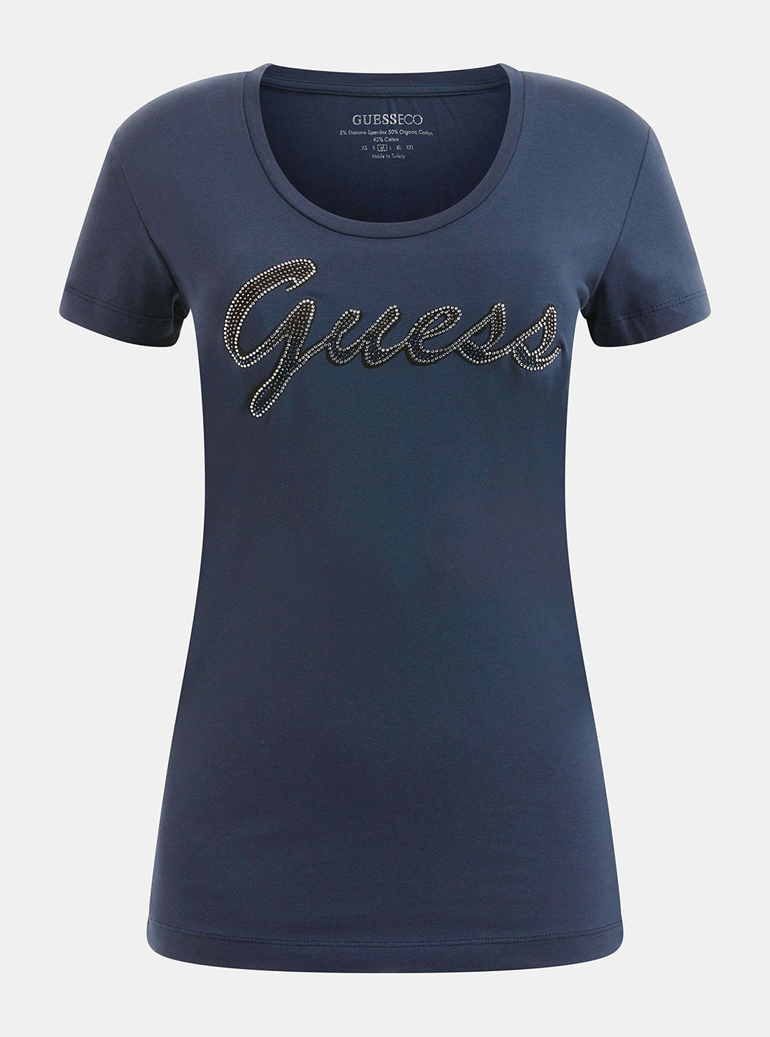GUESS Women's Eco Blackened Blue Adriana Logo T-Shirt W3RI50J1314 Ghost View