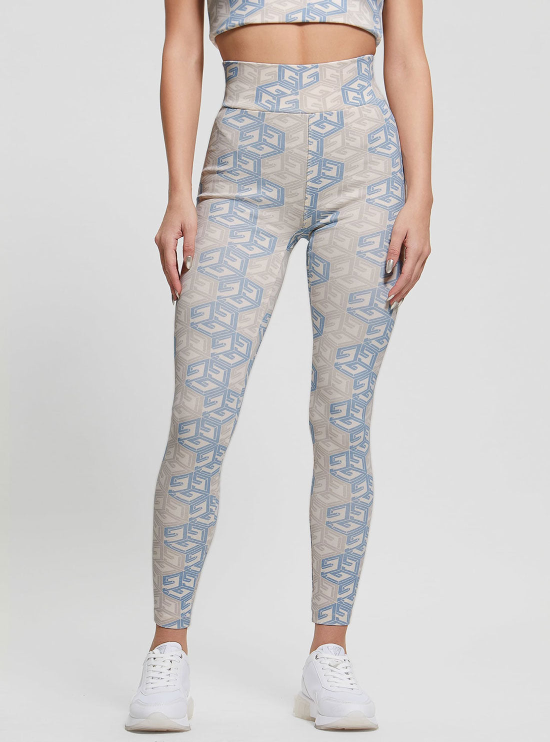 GUESS Women's Active Leggings with All Over Logo Print