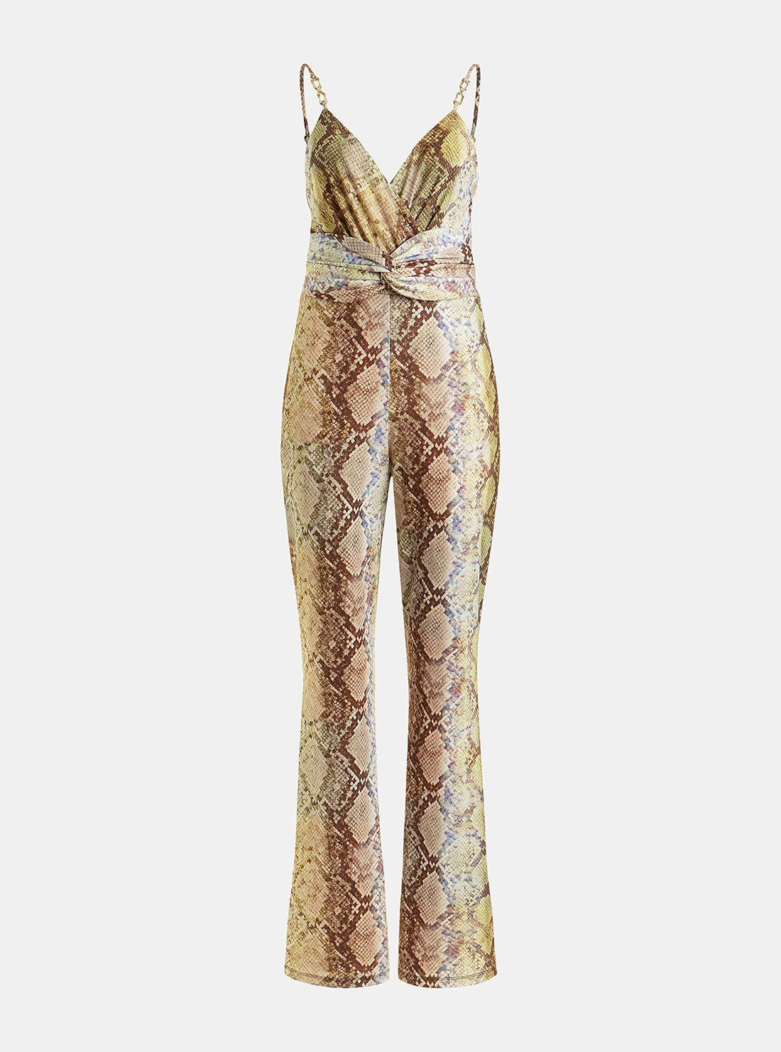 GUESS Women's Eco Glam Snake Print Carina Twist Jumpsuit W3RD87KBEL2 Ghost View