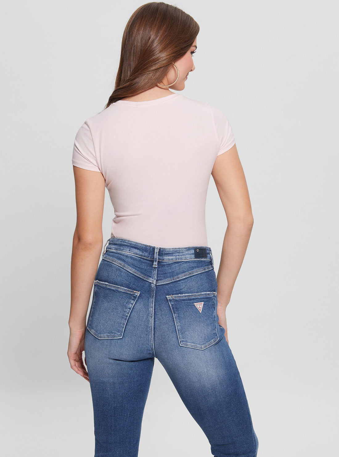 GUESS Women's Eco Pink Crystal Logo T-Shirt W3RI05KA0Q1 Back View