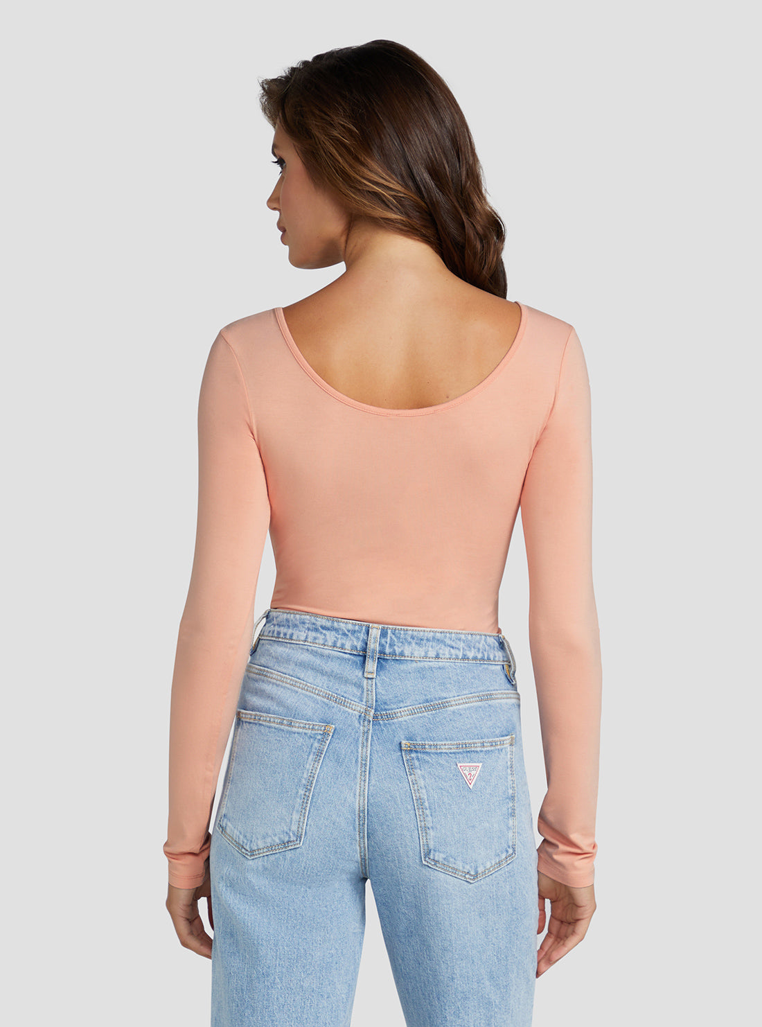GUESS Women's Eco Powder Rose Logo Bodysuit W3RP28K68D2 Back View