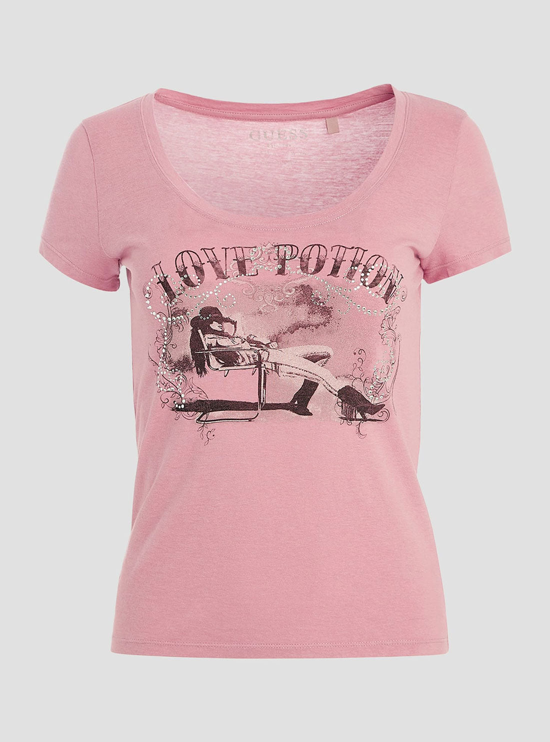 GUESS Women's Eco Vintage Blush Love Potion T-Shirt W3RI08K9SN1 Ghost View