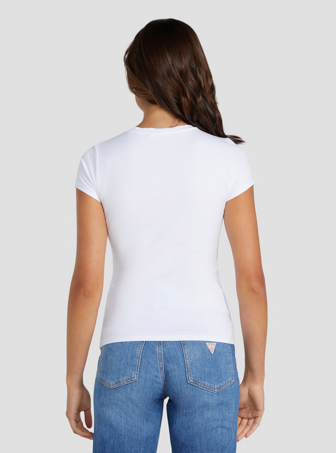 GUESS Women's Eco White Crystal Logo T-Shirt W3RI05KA0Q1 Back View