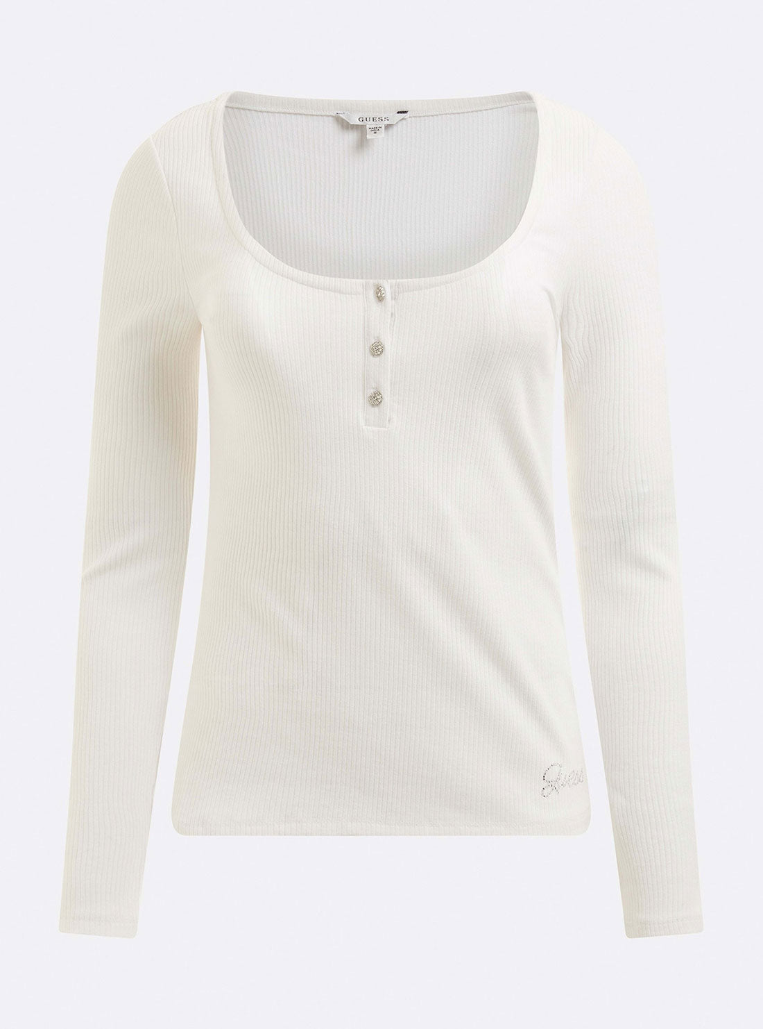 Eco White Karlee Long Sleeve Henley T-Shirt