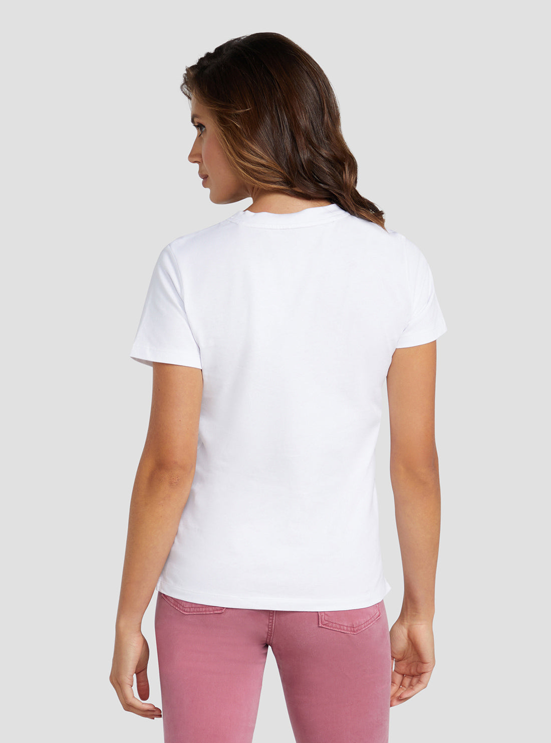 GUESS Women's Eco White Sequin Icon Logo T-Shirt W3RI12I3Z14 Back View