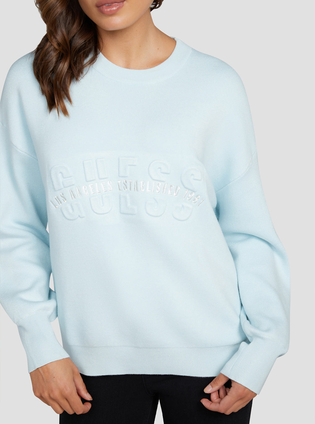 GUESS Women's Fresh Air Odette Logo Jumper W3RR50Z26I0 Detail View