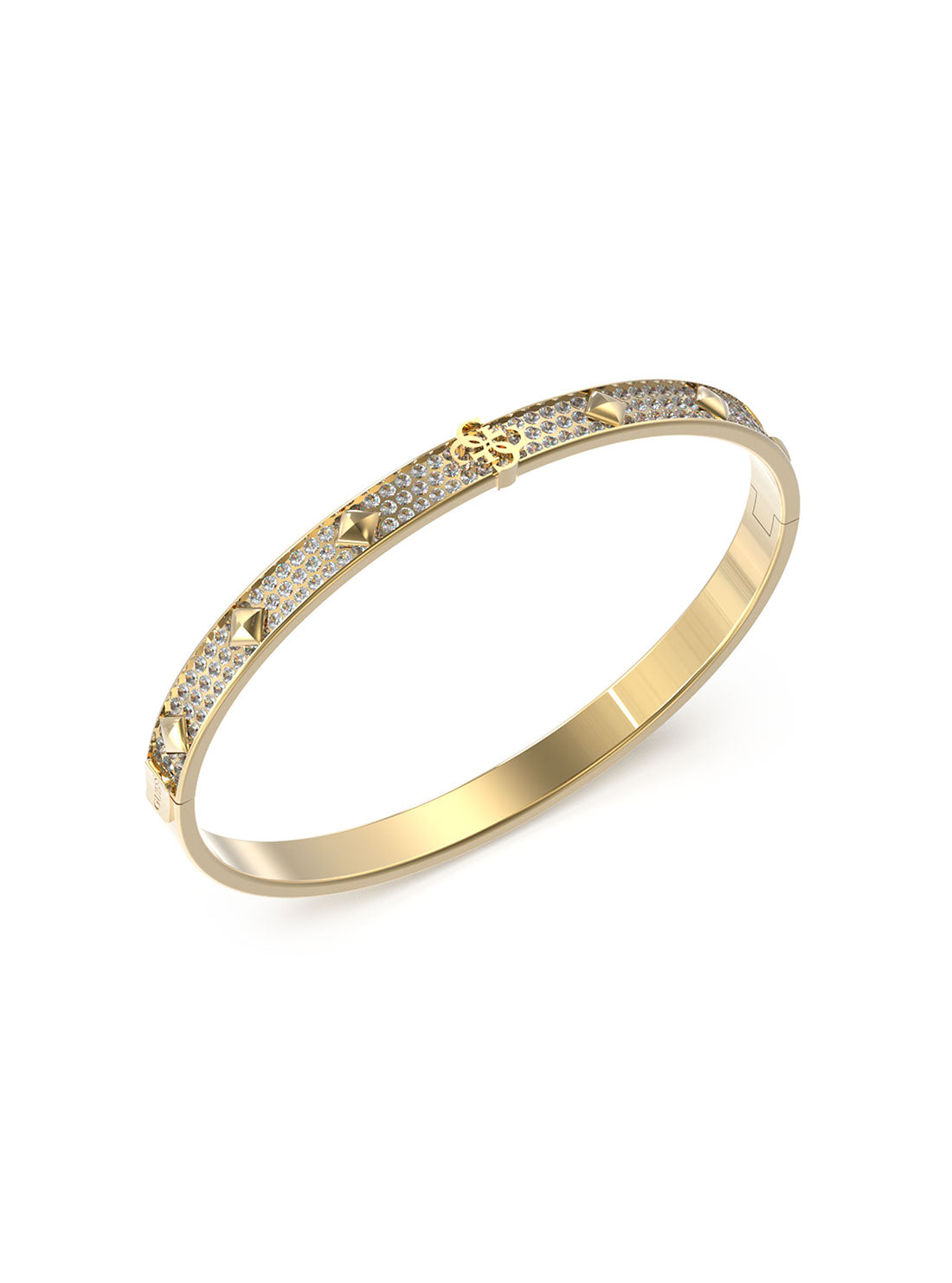 Gold Crystal Pave Studs Logo Bangle