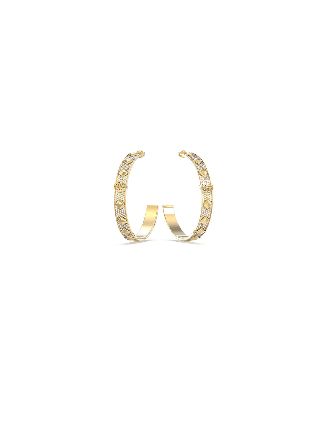 Gold Crystal Pave Studs Logo Hoop Earrings