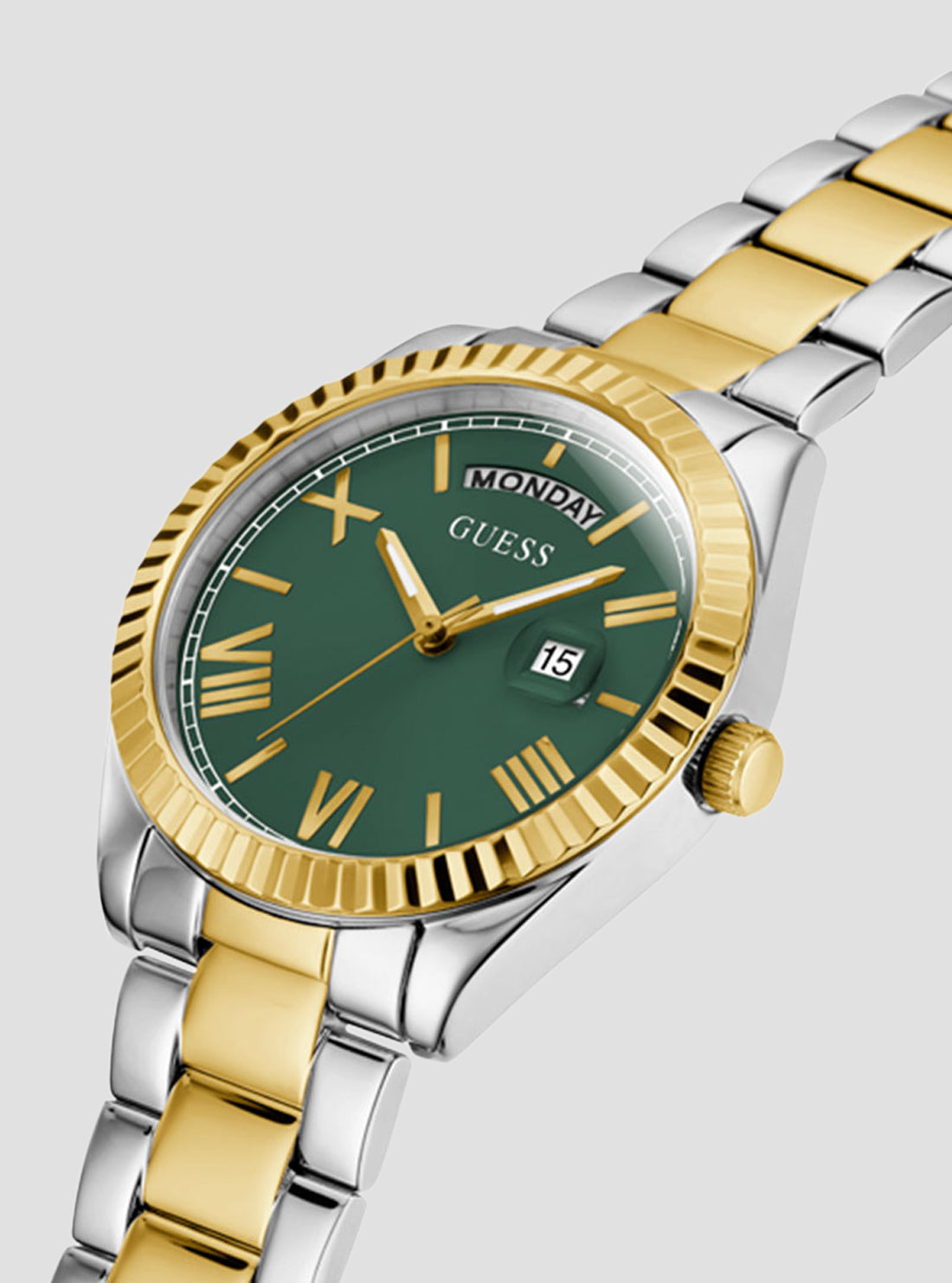GUESS Accessories Gold Luna Green Watch GW0308L5 Angle View