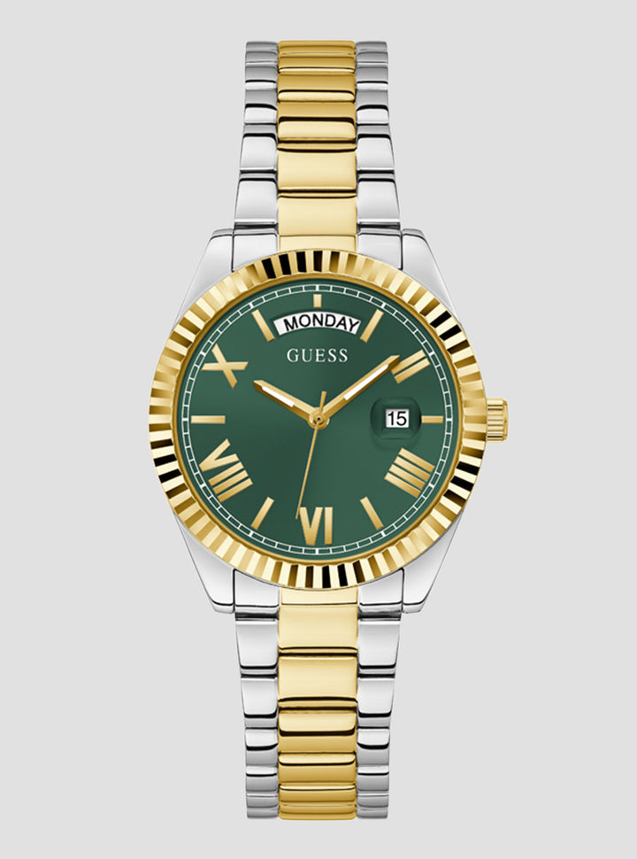 GUESS Accessories Gold Luna Green Watch GW0308L5 Front View