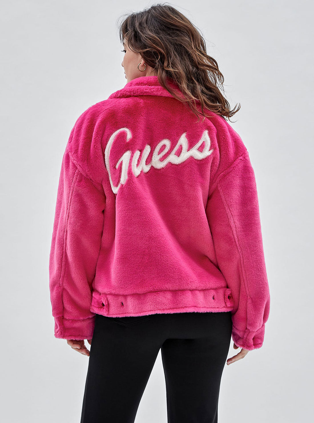 Guess pink sale fur jacket