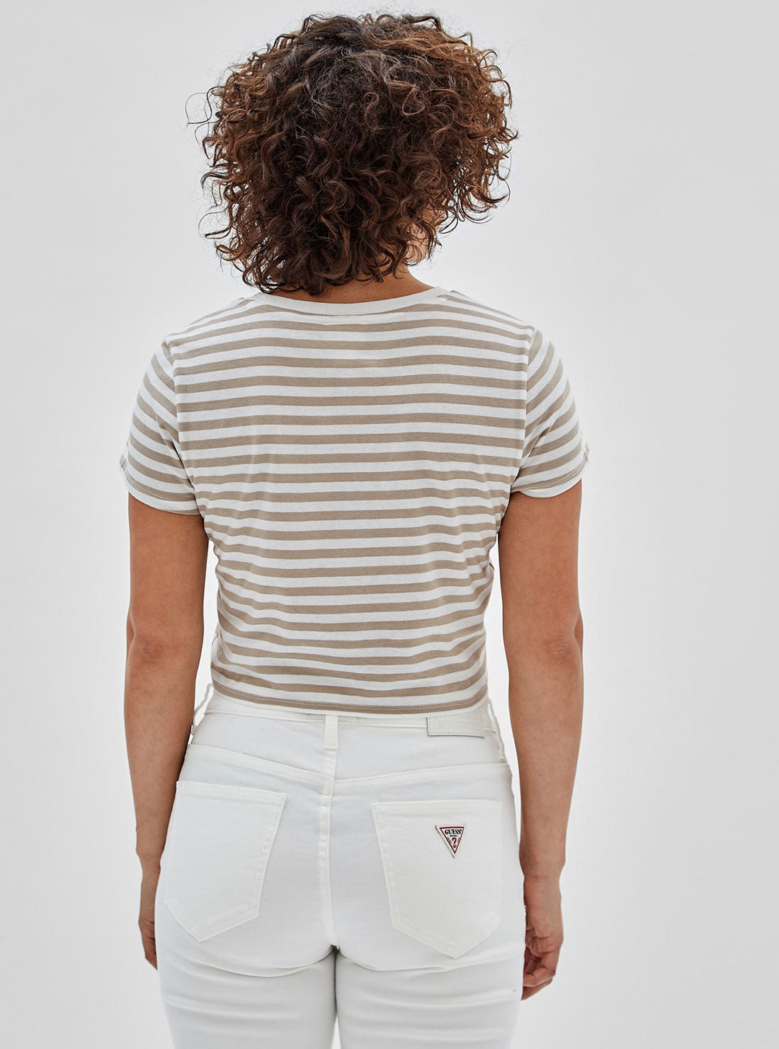 GUESS Women's Guess Originals White Multi Clara Striped Baby T-Shirt W3GI60KA0Q3 Back View
