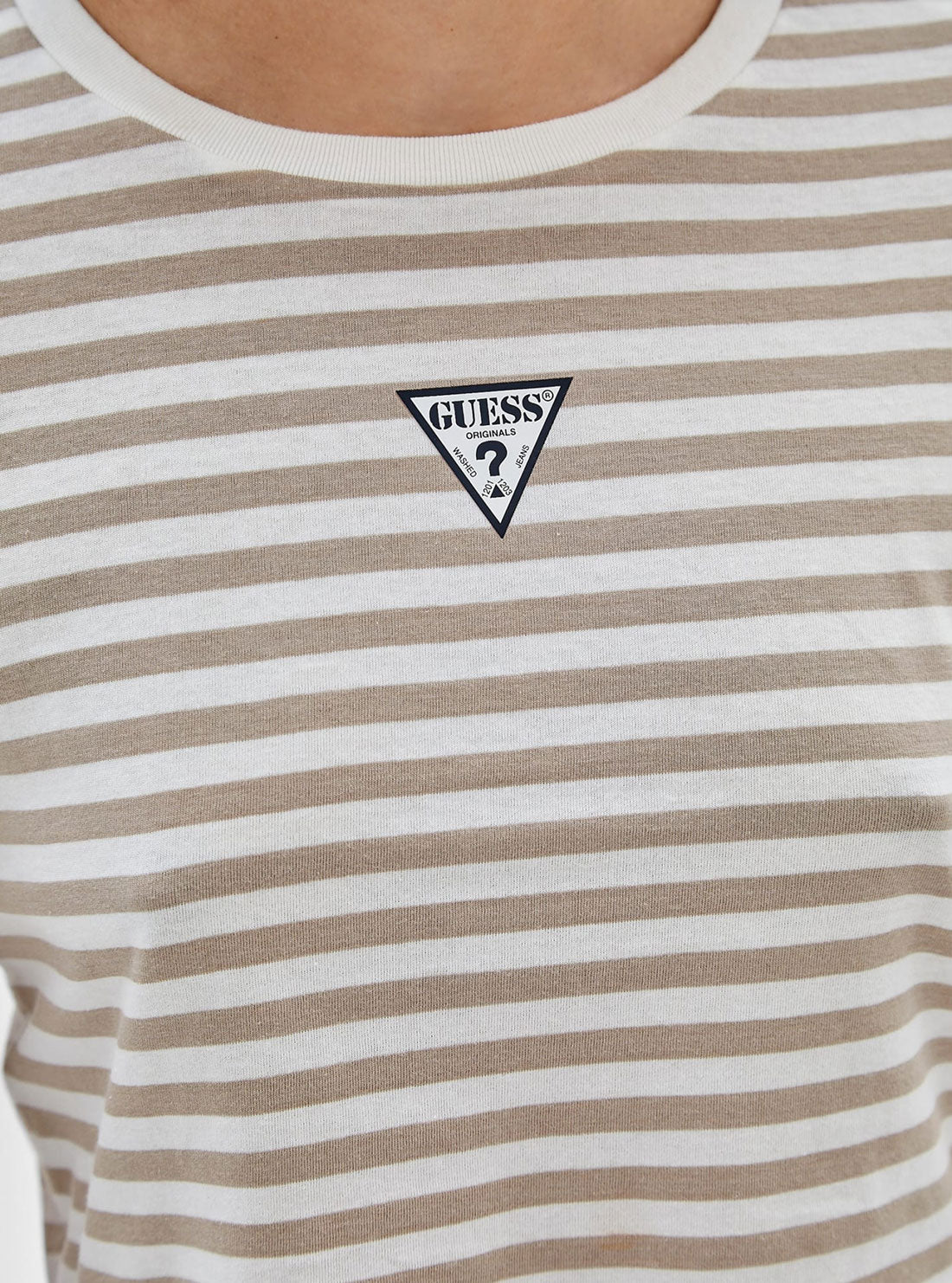 GUESS Women's Guess Originals White Multi Clara Striped Baby T-Shirt W3GI60KA0Q3 Detail View