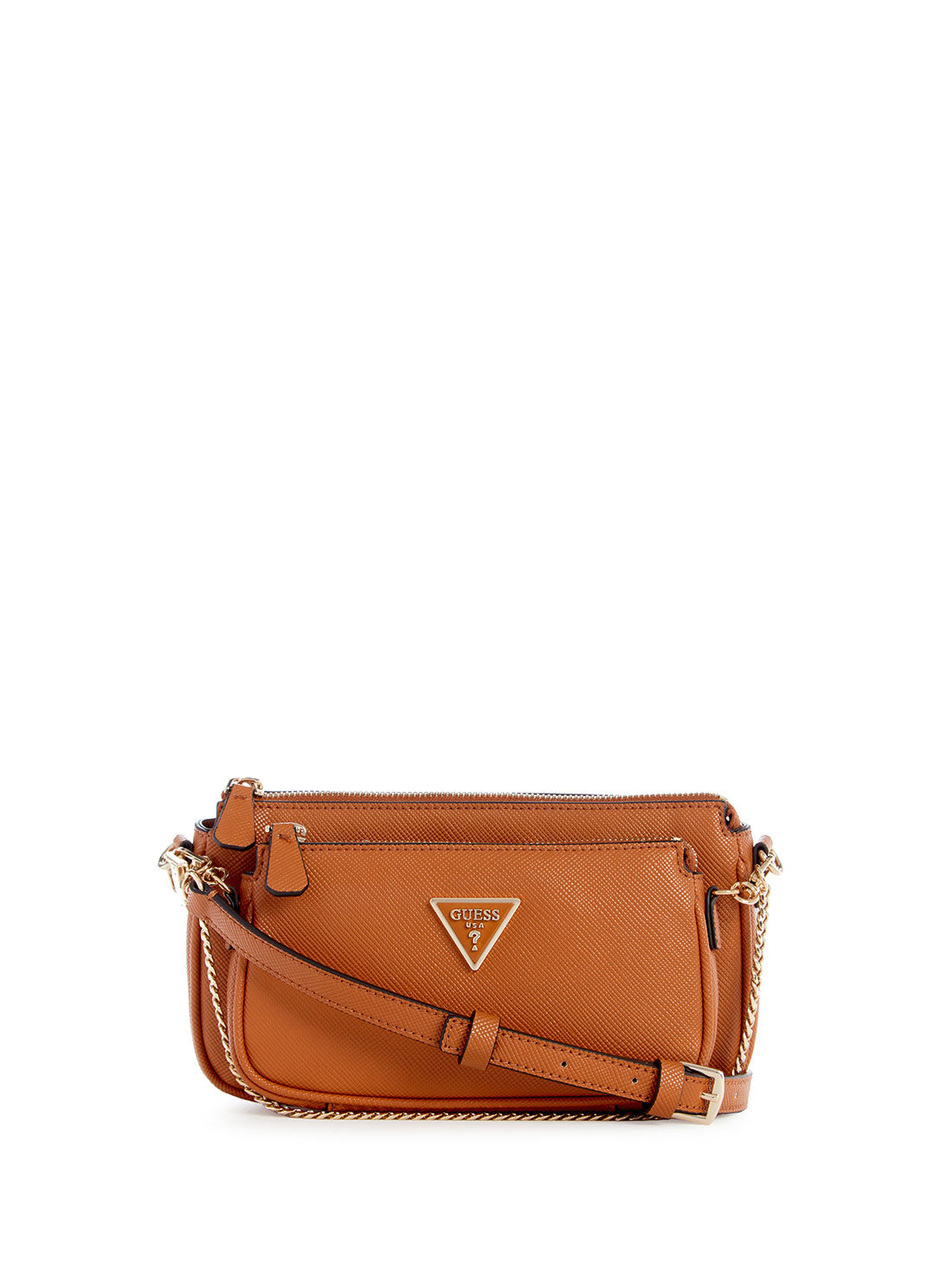 GUESS Women's Light Cognac Noelle Crossbody Pouch Bag ZG787971 Front View