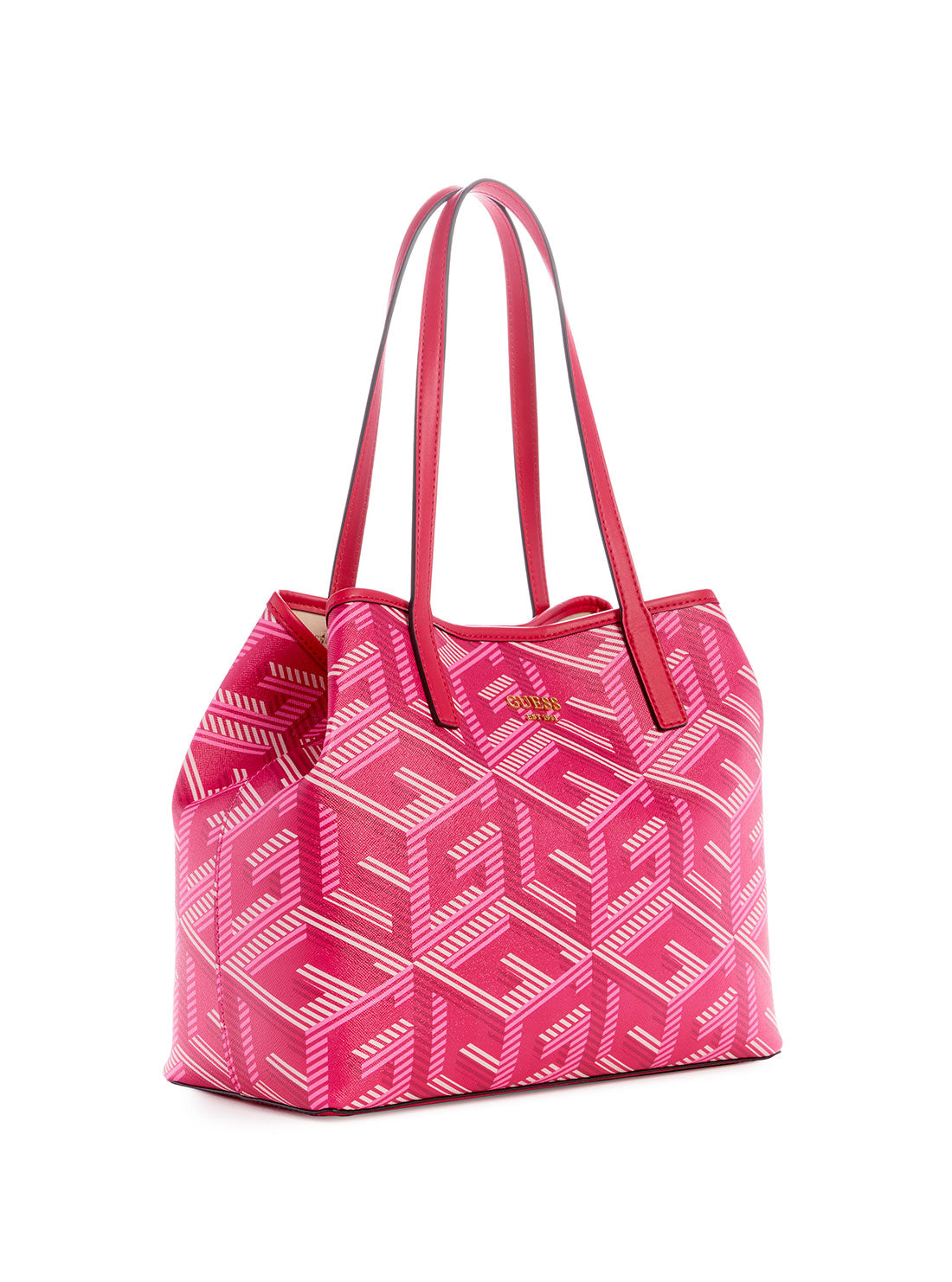 GUESS Women's Magenta Logo Vikky Tote Bag SA699523 Angle View