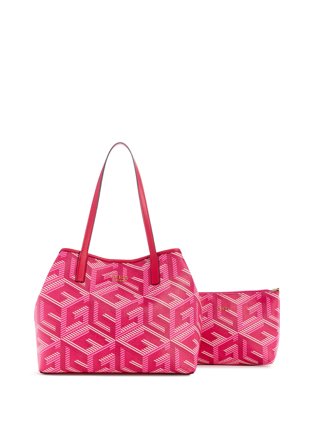 GUESS Women's Magenta Logo Vikky Tote Bag SA699523 Full View