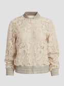 GUESS Women's Muted Stone Aisha Lace Bomber Jacket W3GL09WFCJ0 Ghost View