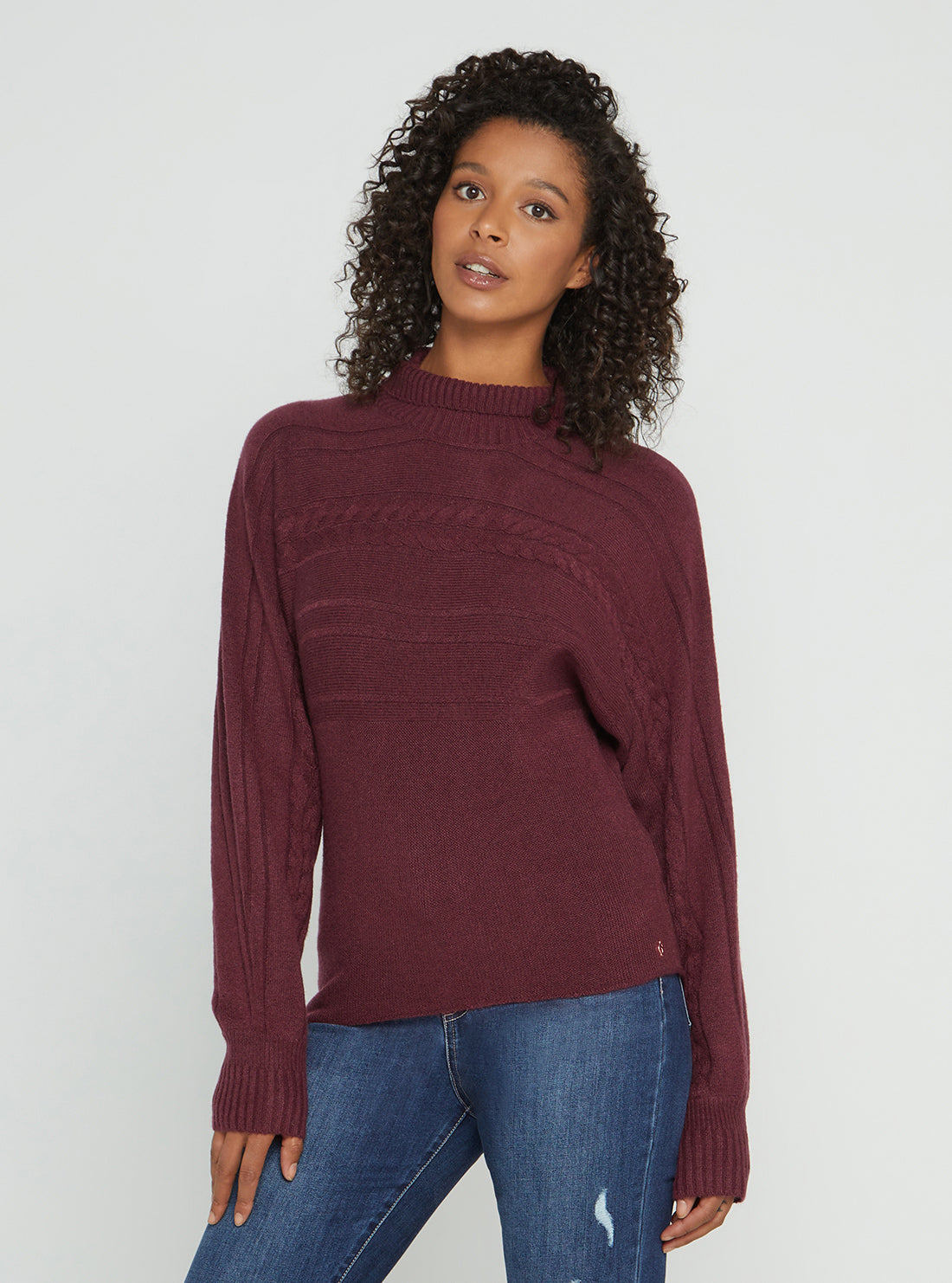 GUESS Women's Mystic Wine Anne Knit Jumper W2BR37Z2QA0 Front View