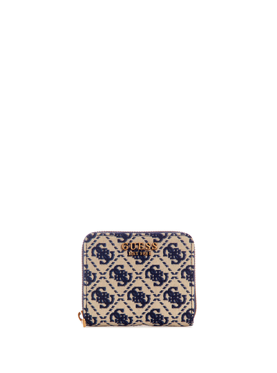GUESS Women's Navy Logo Izzy Small Wallet JB865437 Front View
