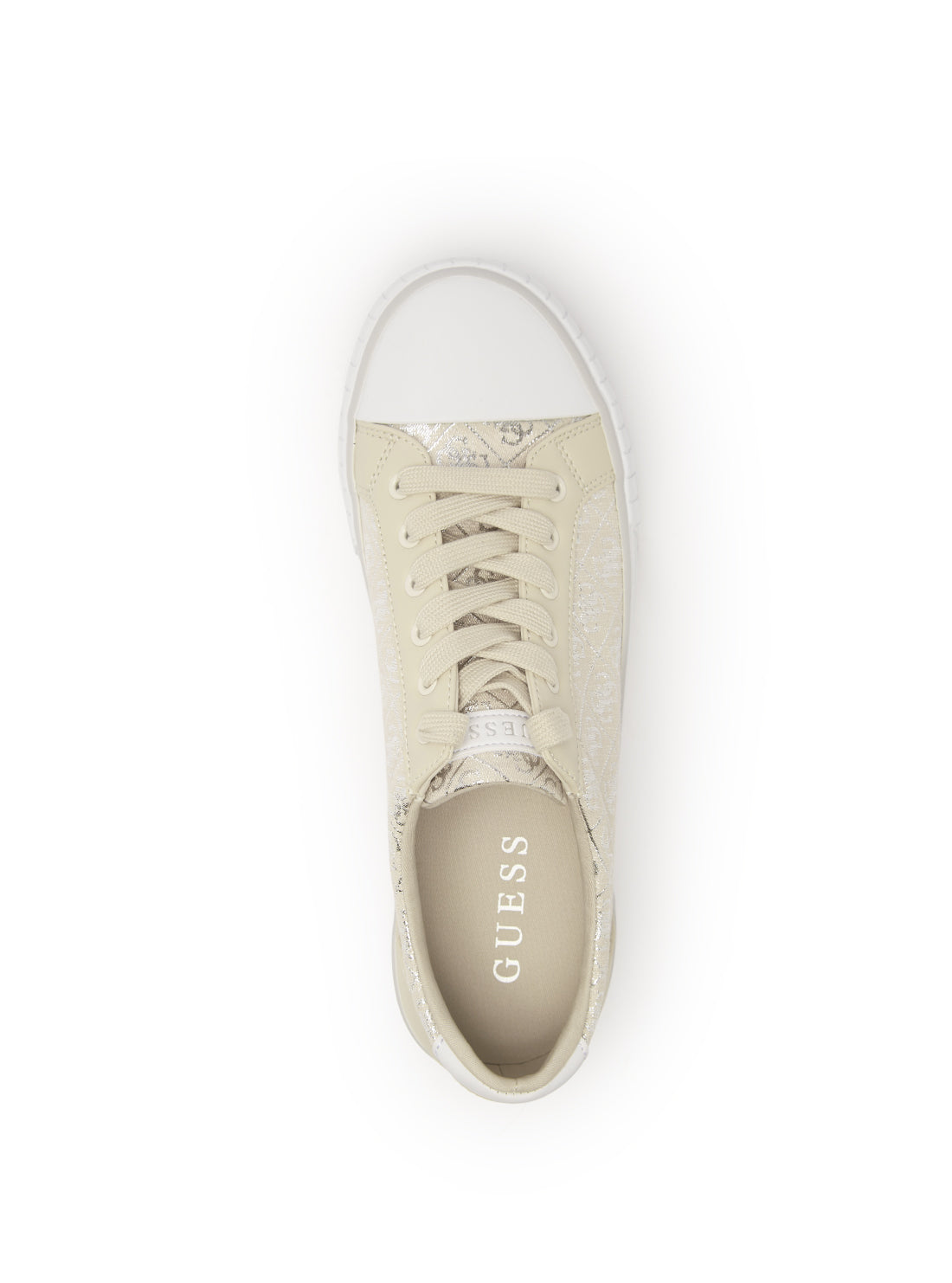 GUESS Women's Silver Beige Nortin Logo Low Top Sneakers NORTIN3 Top View