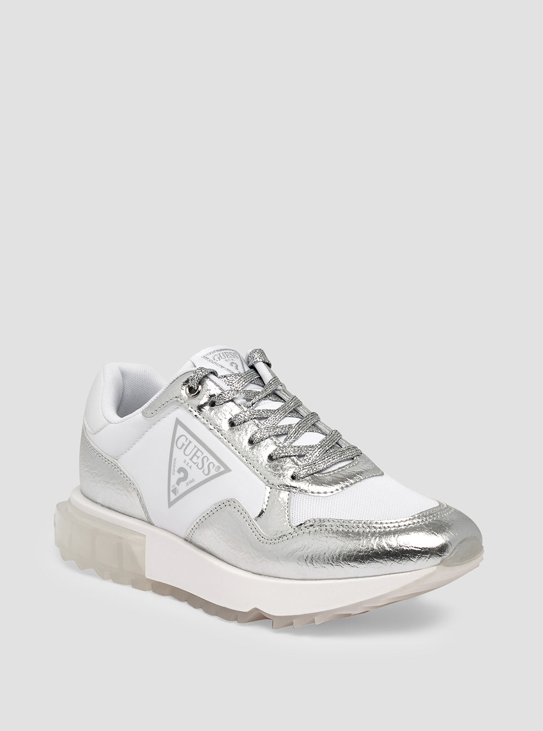 Silver Melany Logo Low Top Sneakers GUESS
