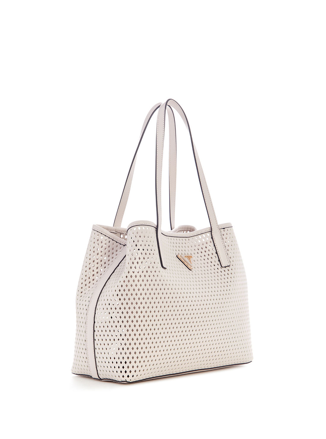 GUESS Women's Stone Woven Vikky Tote Bag WP699523 Angle View