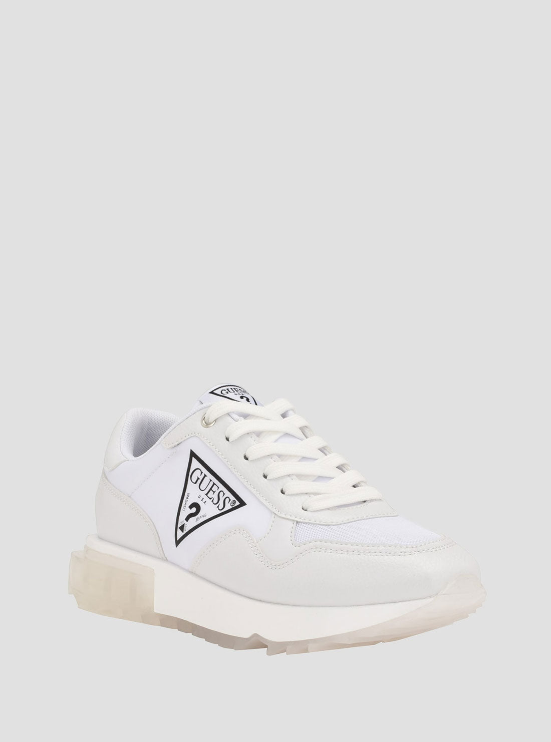 GUESS Women's White Melany Logo Low Top Sneakers GWMELANY Angle View