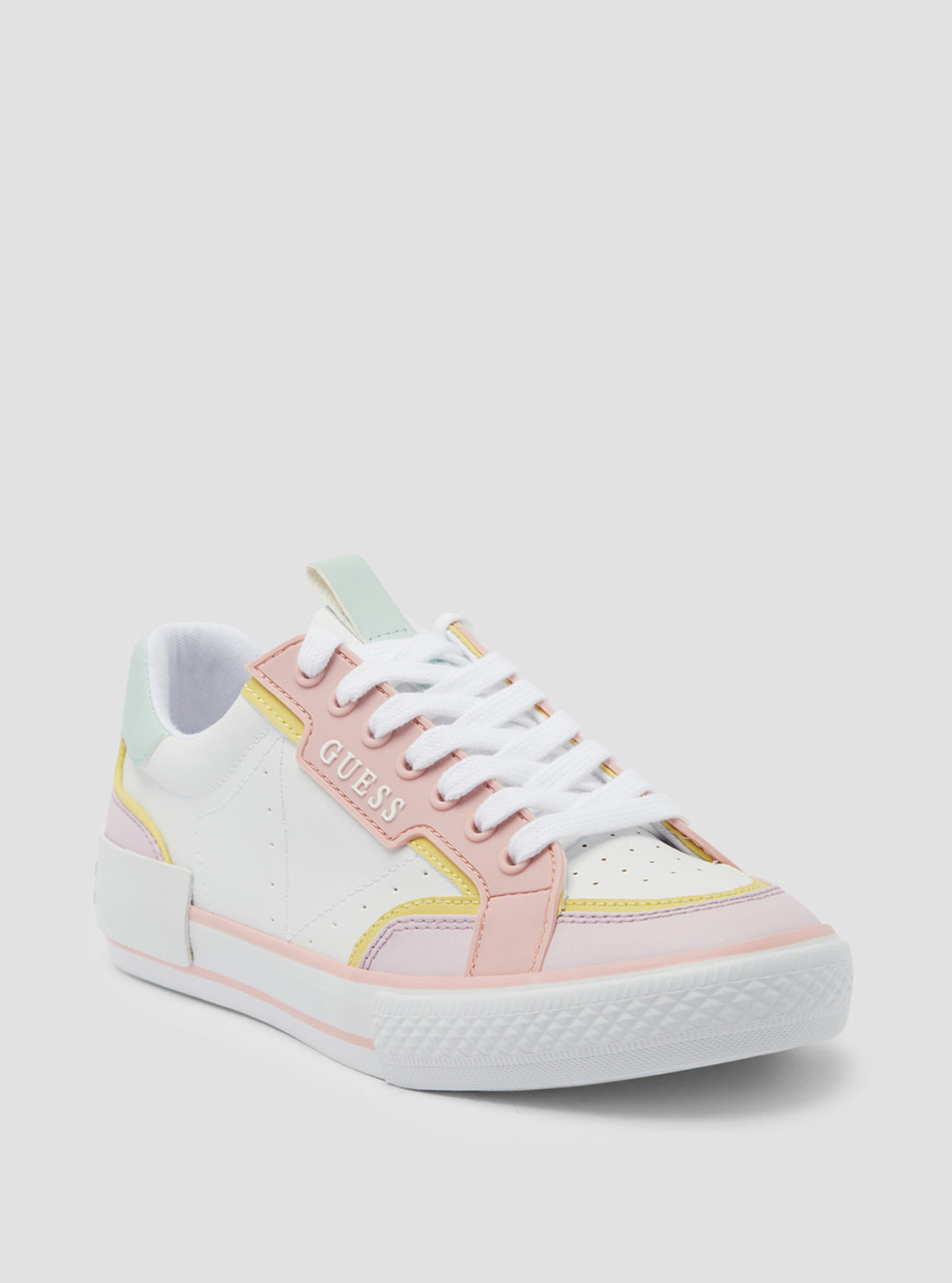 GUESS Women's White Pink Lollin Low Top Sneakers LOLLIN-A WHI04 Front View