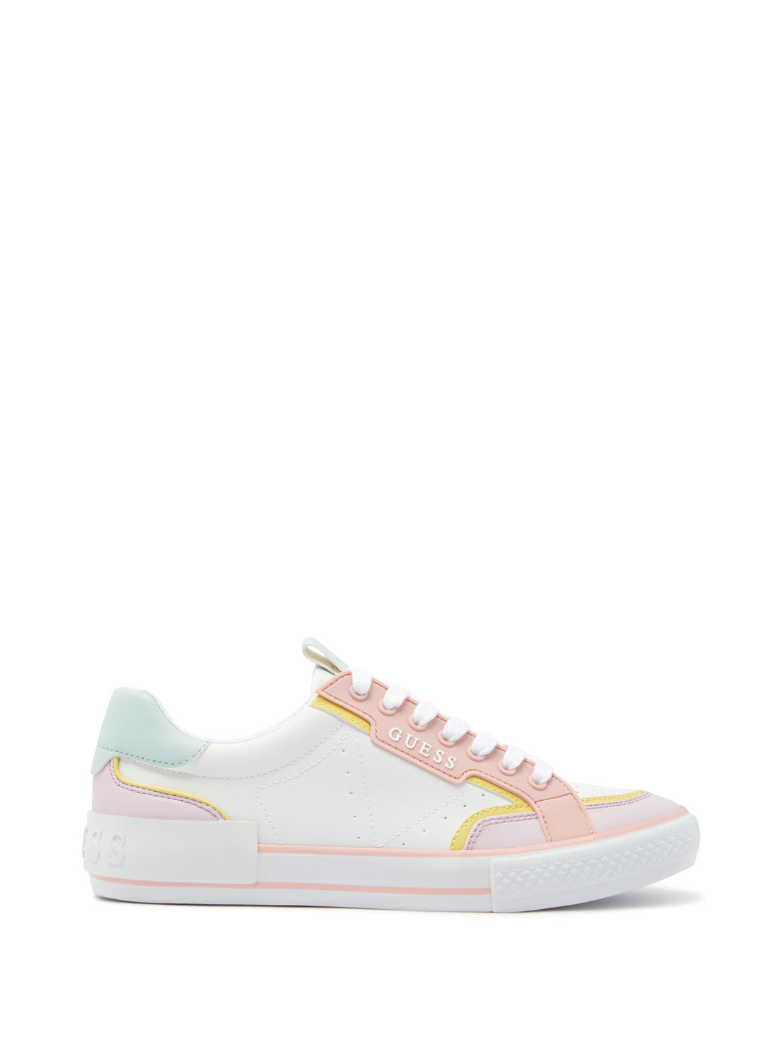 GUESS Women's White Pink Lollin Low Top Sneakers LOLLIN-A WHI04 Side View