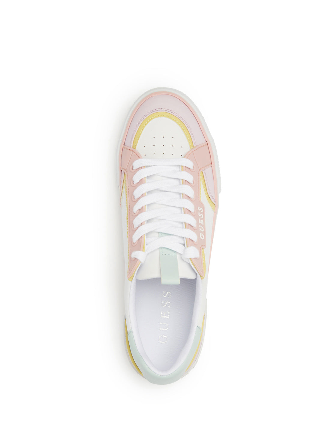 GUESS Women's White Pink Lollin Low Top Sneakers LOLLIN-A WHI04 Top View