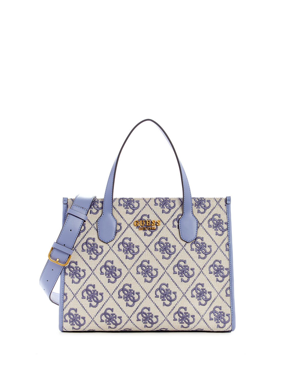 GUESS Women's Wisteria Logo Silvana Canvas Tote Bag SE866522 Front View