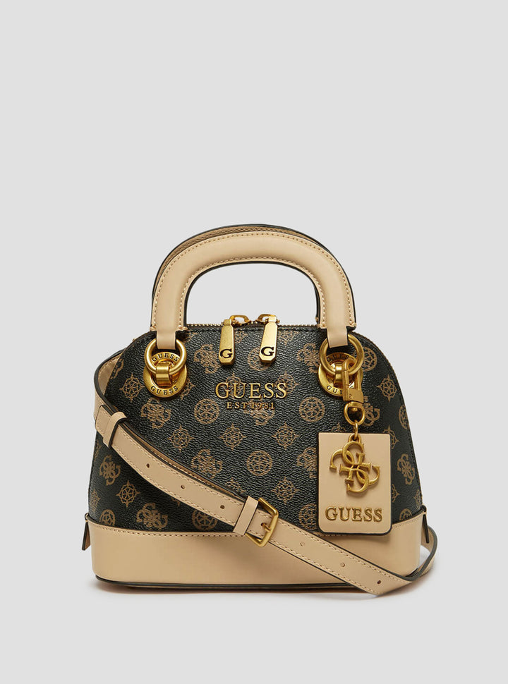 Brown Multi Logo Cathleen Small Dome Satchel