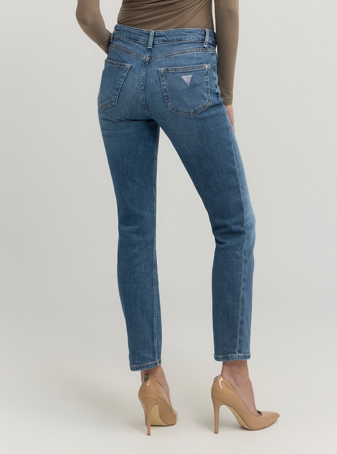 Blue Denim Brooklyn Low-Rise Jeans in Mid Wash