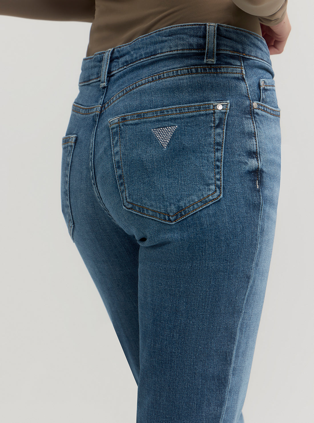 Blue Denim Brooklyn Low-Rise Jeans in Mid Wash