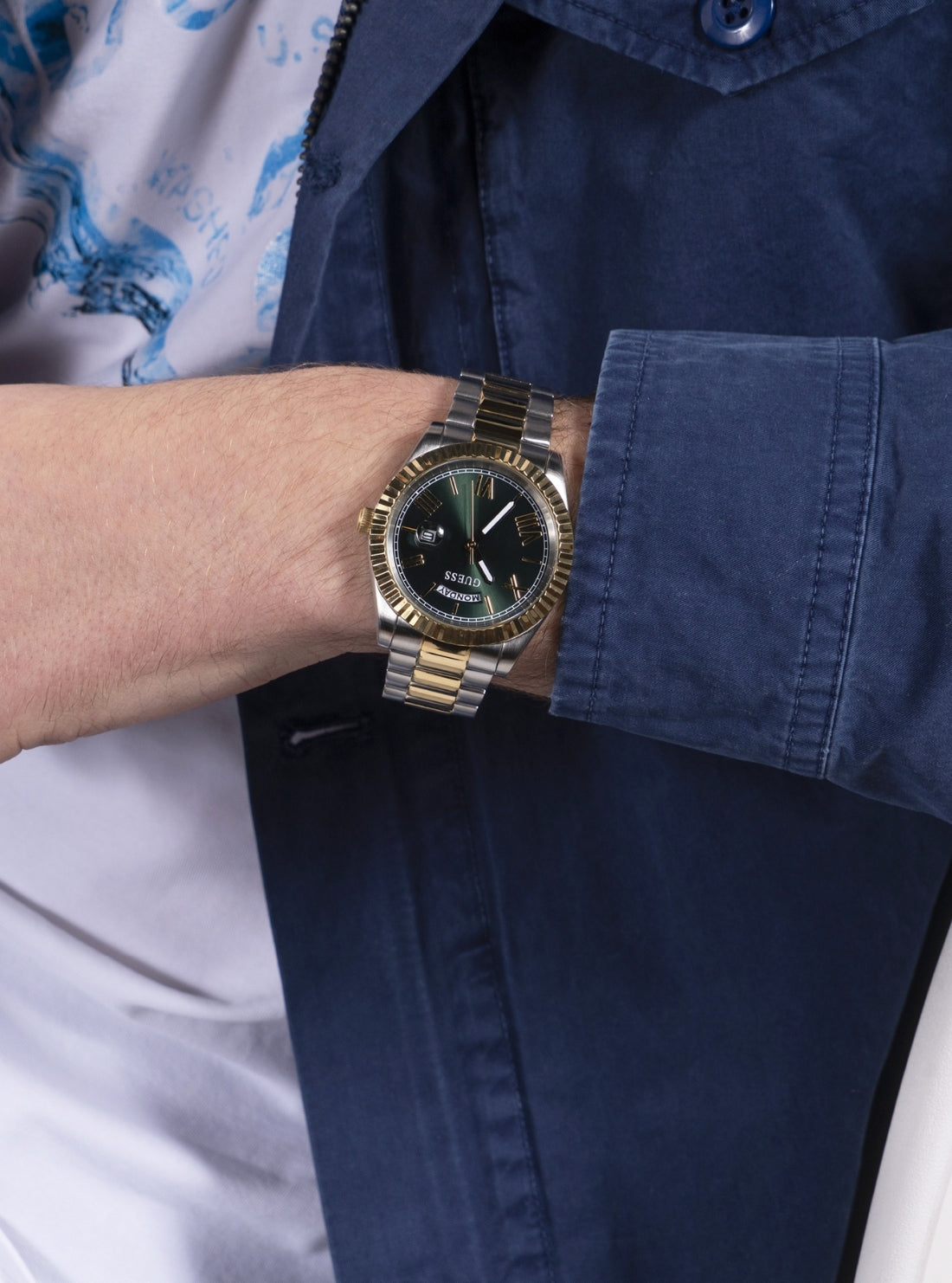 GUESS Accessories Gold Green Connoisseur Watch GW0265G8 Detail View