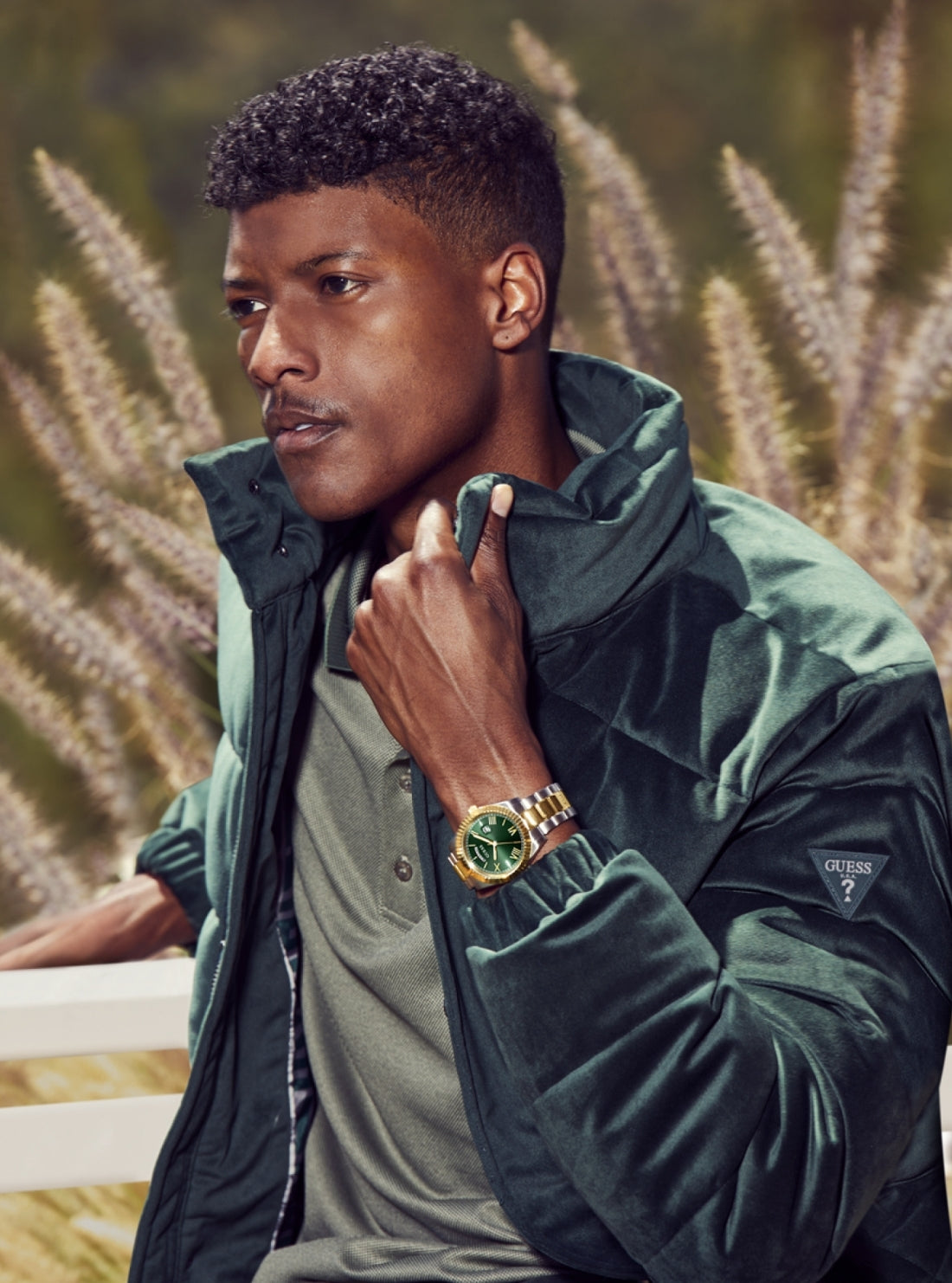 GUESS Accessories Gold Green Connoisseur Watch GW0265G8 Detail View_2