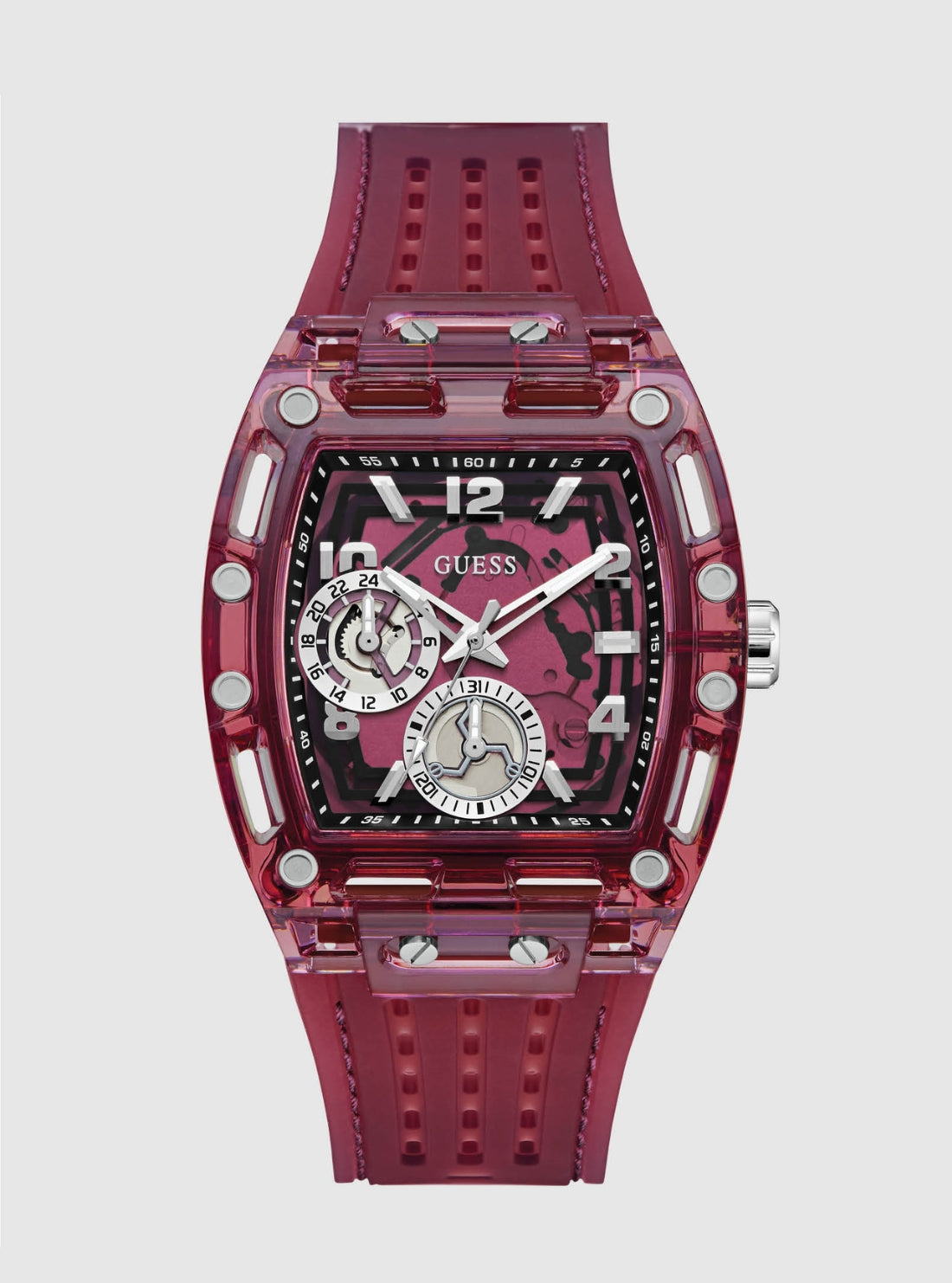 GUESS Accessories Red Phoenix Multifunction Watch GW0499G12 Front View