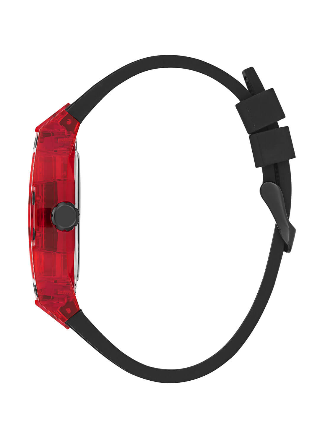Black Phoenix Red Rectangle Silicone Watch | GUESS men's watches | side view