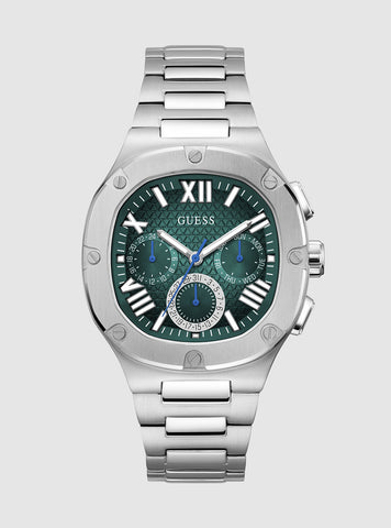 GUESS Mens Silver Headline Link Watch GW0572G6 Front View