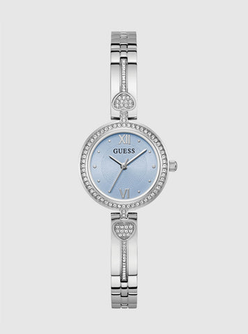 GUESS Womens Silver Blue Dial Lovey Watch GW0655L4 Front View