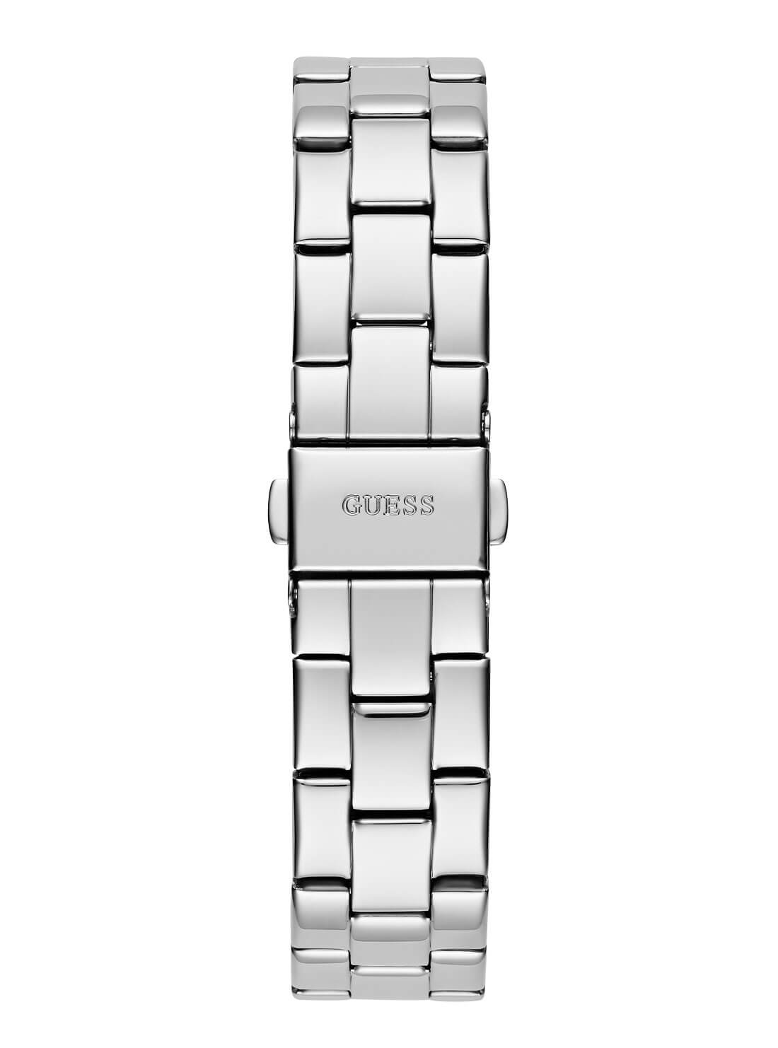 Silver Tri Plaque Pink Link Watch | GUESS Women's Watches | back view