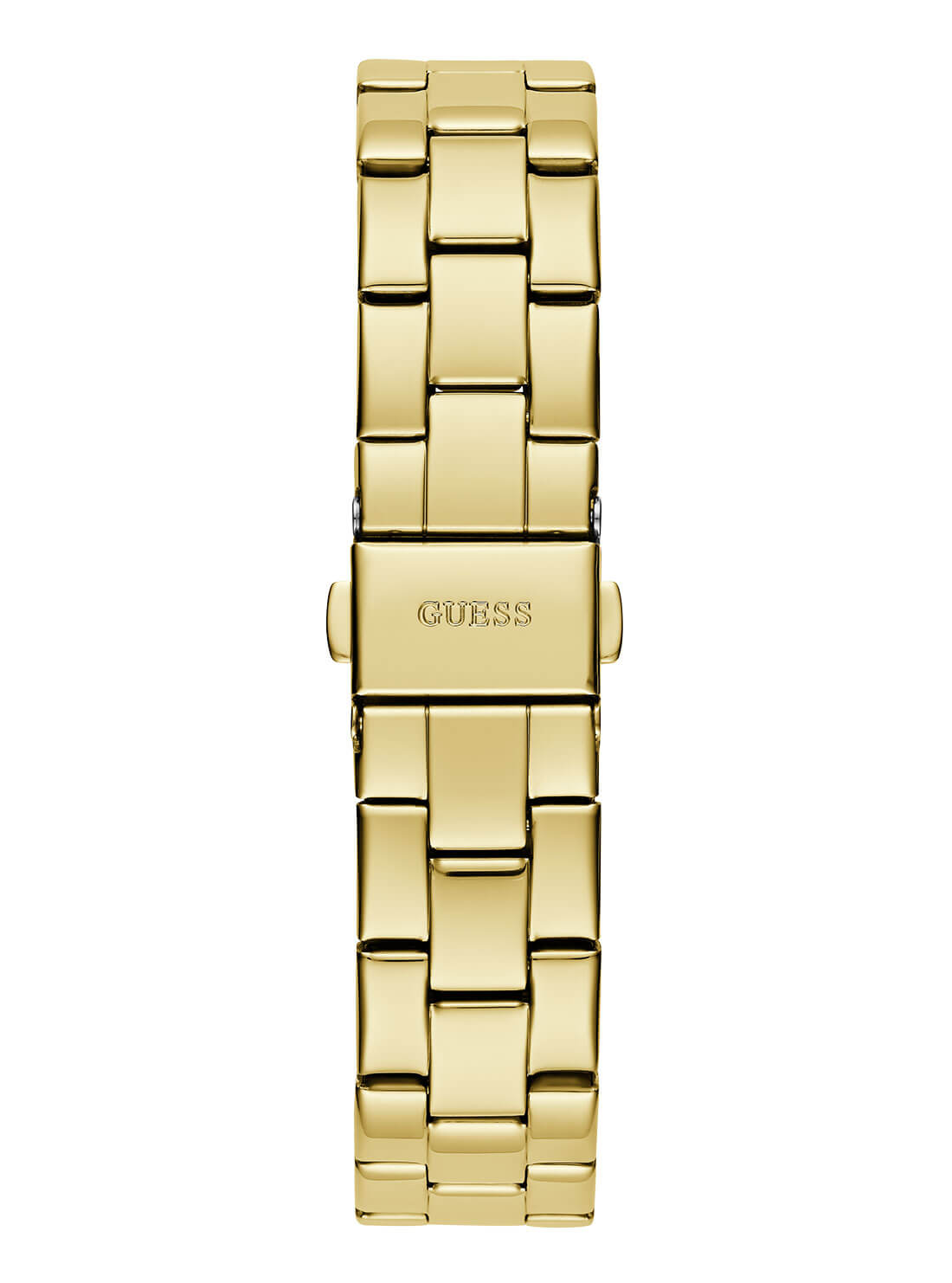 Gold Tri Plaque Black Link Watch | GUESS Women's Watches | back view