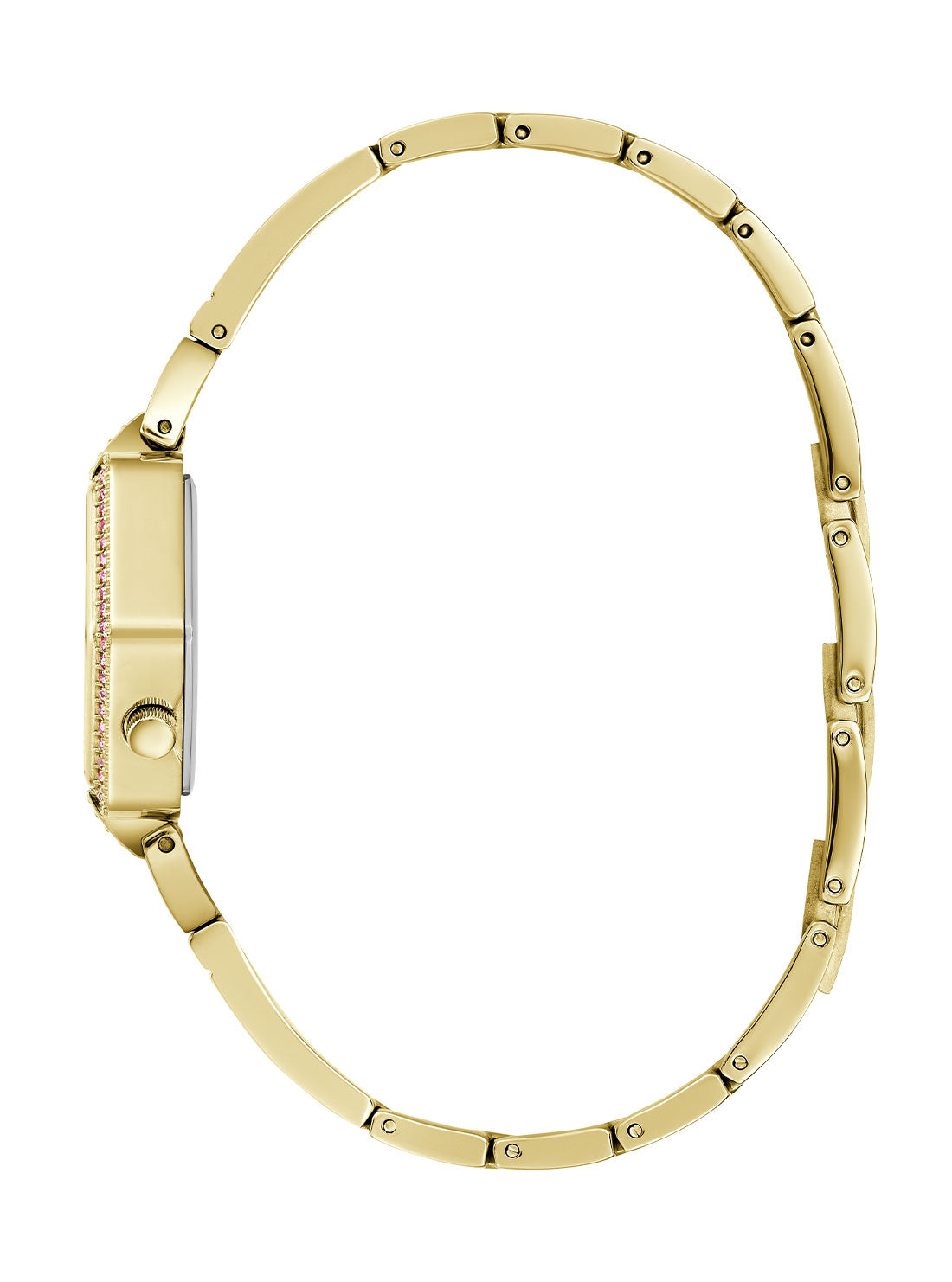 Gold Audrey Glitz Hexagonal Link Watch | GUESS Women's Watches | side view